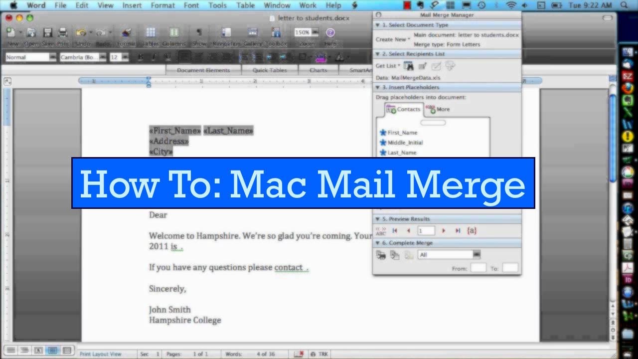 mail merge with word for mac 2011 and excel
